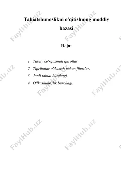 tabiatshunoslikni o'qitishning moddiy bazasi__2 — DOC