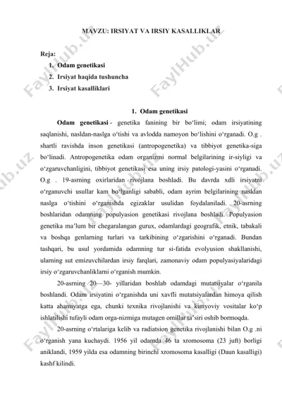 irsiyat va irsiy kasalliklar — DOCX