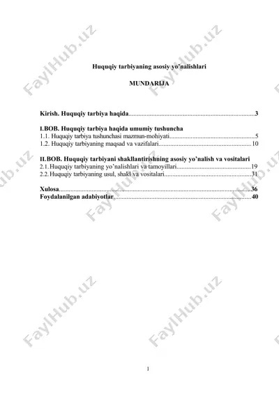 huquqiy tarbiya bo‘yicha taqdimot — DOCX