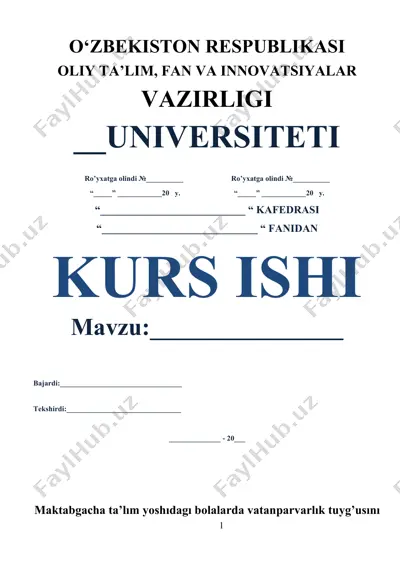 maktabgacha ta’lim yoshidagi bolalarda vatanparvarlik tuyg’usini shakllantirish — DOCX