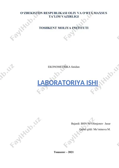 ko‘p omilli ekonometrik tahlil laboratoriya ishi — DOCX