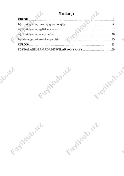 funksiyaning qavariqligi va botiqligi haqida kurs ishi — PDF