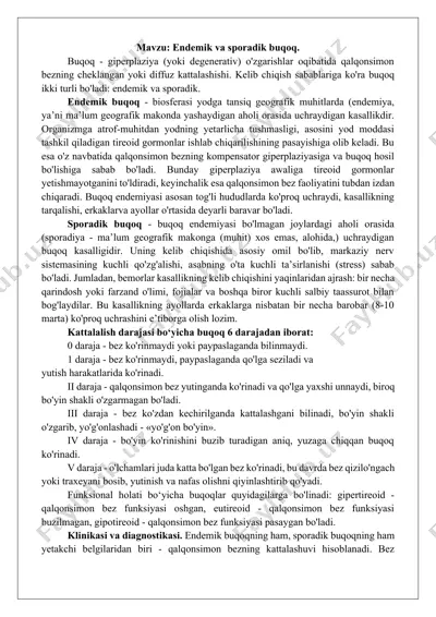 endemik va sporadik buqoq haqida taqdimot — DOCX