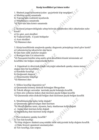 kasip kesellikleri pa’ninen testler — DOCX