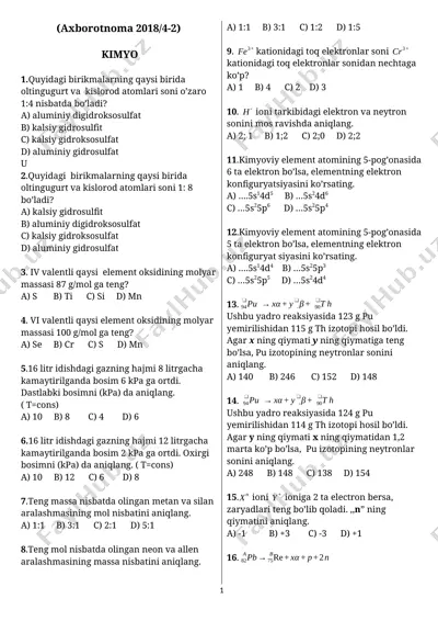 kimyo taqdimoti — DOCX