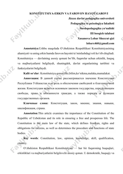 konstitutsiya-erkin va farovon hayot garovi — DOCX