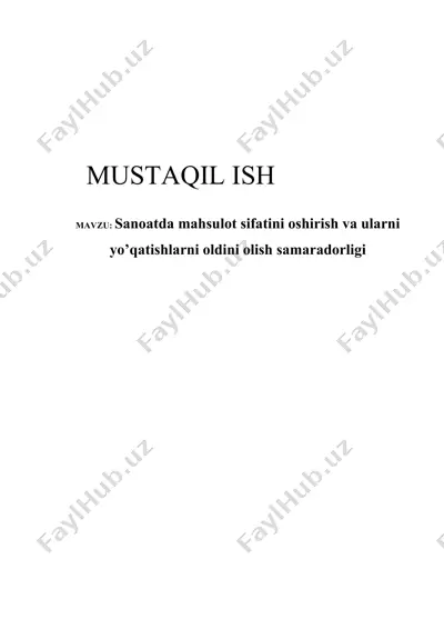 mahsulot sifatini oshirish va sifat nazorati tizimlari — DOCX