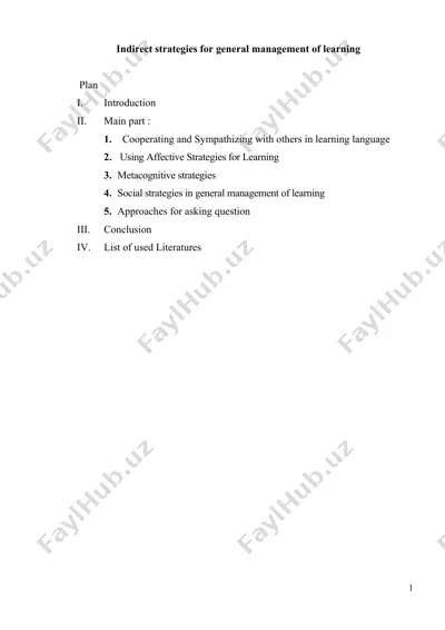 indirect strategies for general management of learning — DOCX