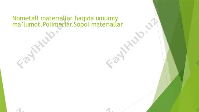 nometall materiallar: plastmassalar va sopol materiallar — PPTX