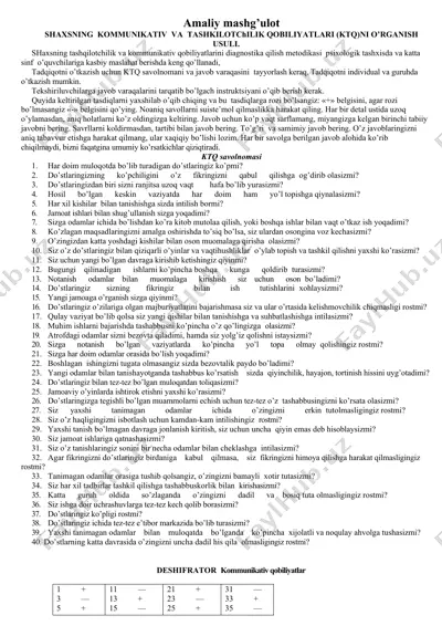 shaxsning kommunikativ va tashkilotchilik qobiliyatlari (ktq)ni o’rganish usuli — DOCX