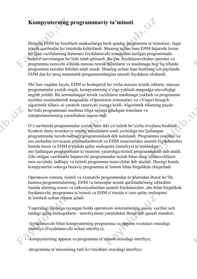 kompyuterning programmaviy ta’minoti — DOCX