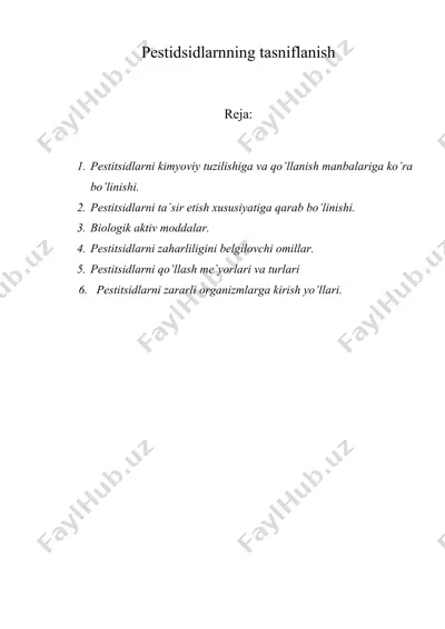 pestidsidlarnning tasniflanish — DOC