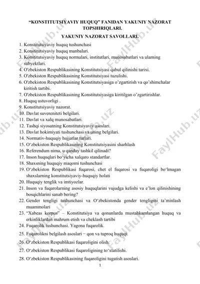 konstitutsiyaviy huquq fanidan yakuniy nazorat topshiriqlari va kazuslari — DOCX
