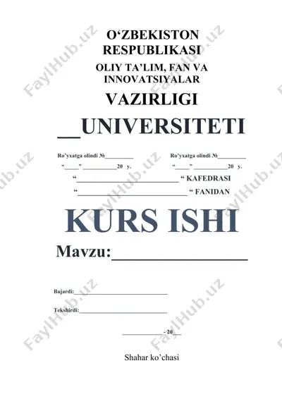 shahar yo‘lining texnik-iqtisodiy ko‘rsatkichlari va transport-ekspluatasion holatini baholash bo‘yicha kurs ishi — DOCX
