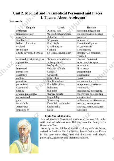 unit 2. medical and paramedical personnel and places — DOCX