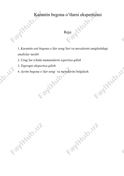 karantin begona o’tlarni ekspertizasi — DOC