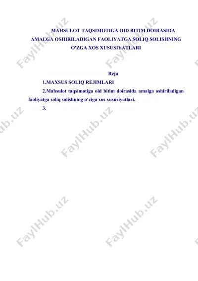 mahsulot taqsimotiga oid bitim doirasida amalga oshiriladigan faoliyatga soliq solish — DOCX