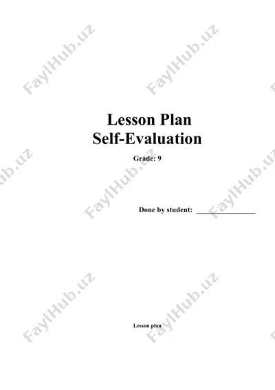 self-evaluation lesson plan for 9th grade english language — DOCX