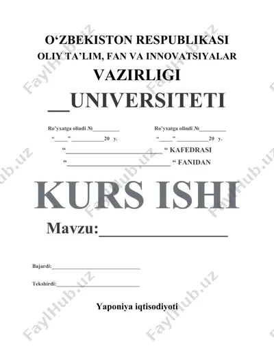 yaponiya iqtisodiyoti haqida kurs ishi — DOCX
