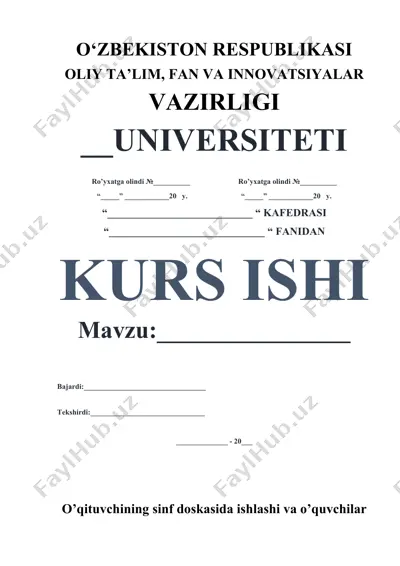 chizmachilik darslarini tashkil etish va o‘qituvchilar uchun metodik qo‘llanma — DOCX
