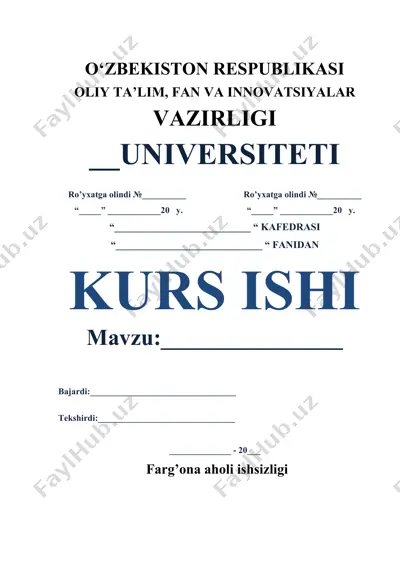 farg‘ona ishsizlik statistikasi va bandlik tahlili — DOCX