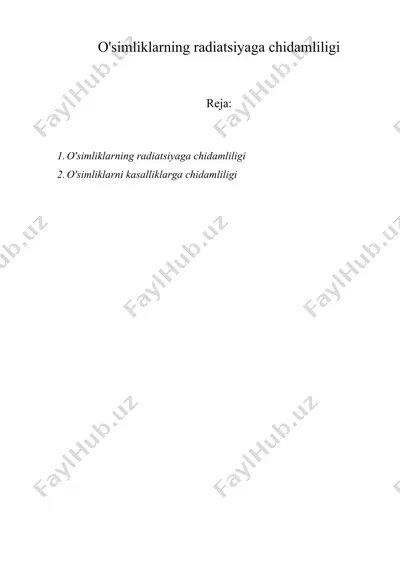 o'simliklarning radiatsiyaga chidamliligi — DOC
