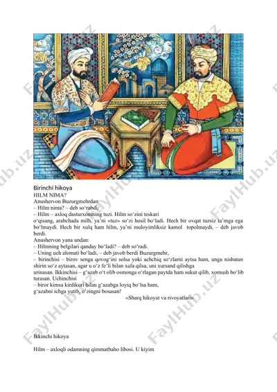 hilm haqida hikoyalar va ta’riflar to‘plami — DOCX