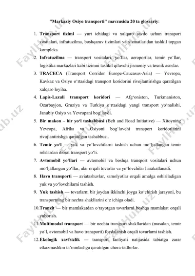 markaziy osiyo transporti glossariysi — DOCX