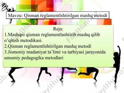 qisman reglamentlashtirilgan mashq metodi — PPTX