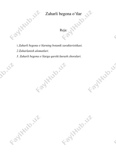 zaharli begona o’tlar — DOC