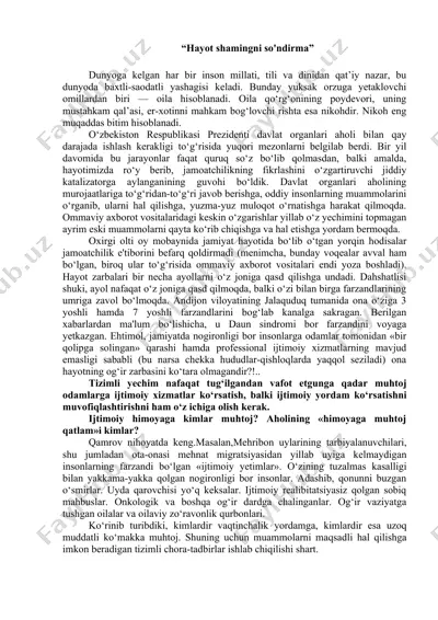 hayot shamingni so'ndirma — DOCX