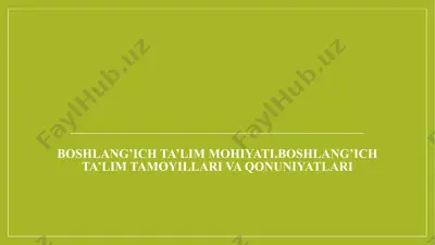 boshlang’ich ta’lim mohiyati va tamoyillari — PPTX