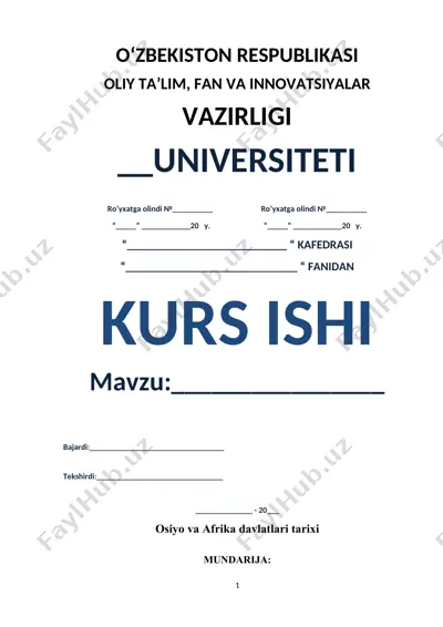 meydzi inqilobi va islohotlari tarixi bo‘yicha kurs ishi — DOCX