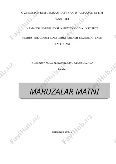 konstruksion materiallar texnologiyasi — DOCX