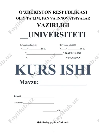 mahallaning paydo bo‘lish tarixi — DOCX
