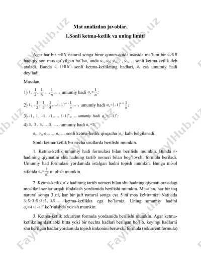 sonli ketma-ketlik va uning limiti — DOCX