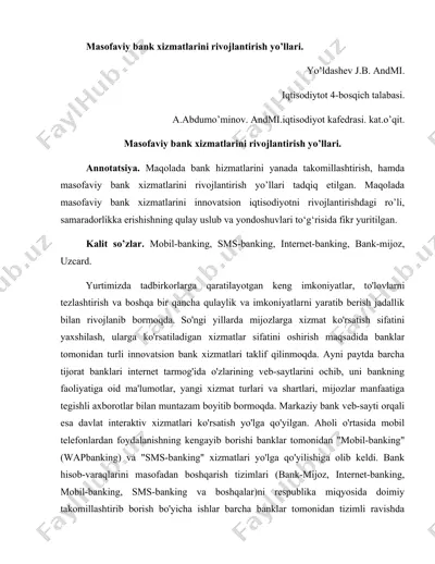 masofaviy bank xizmatlari — DOCX