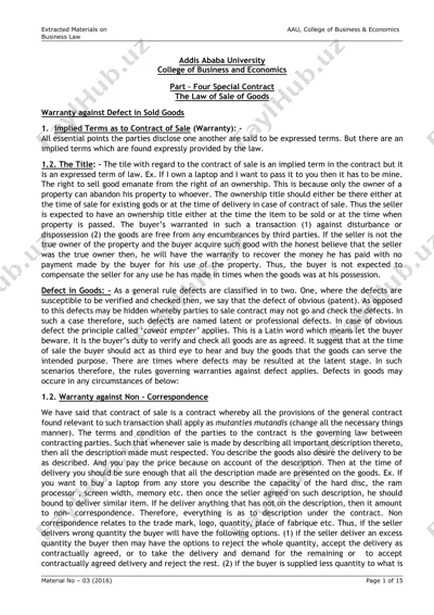 the law of sale of goods and the law of insurance — DOCX