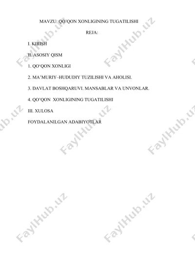 qo‘qon xonligining tugatilishi — DOCX
