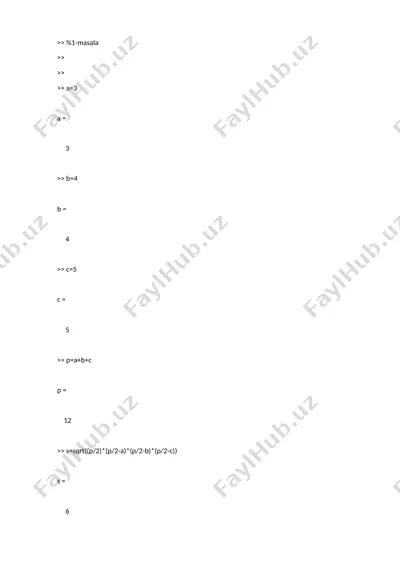 matlab dasturida matematik masalalarni yechish amaliyoti — DOCX