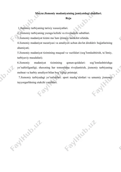 jismoniy madaniyatning jamiyatdagi shakllari — DOCX