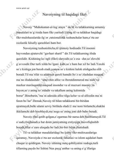 navoiyning til haqidagi fikrlari — DOC