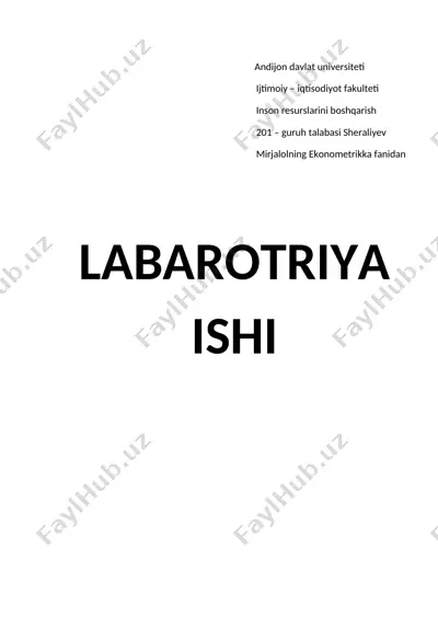 ekonometrika fanidan laboratoriya ishi — DOCX