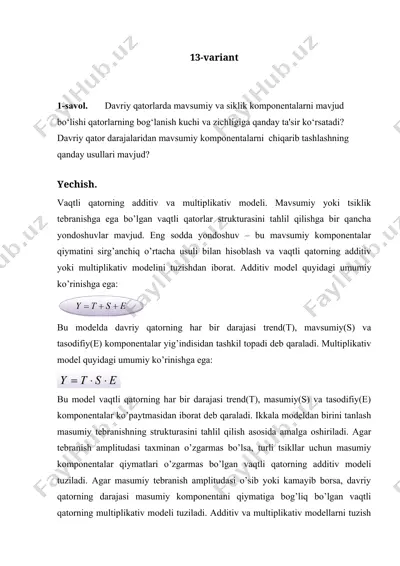 ekonometrik modellash va regressiya tahlili bo‘yicha taqdimot — DOCX