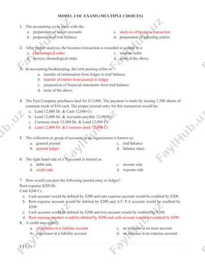 model coc exams (multiple choices) — DOCX