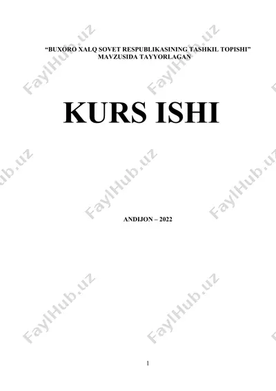 buxoro xalq sovet respublikasining tashkil topishi (kurs ishi) — DOCX