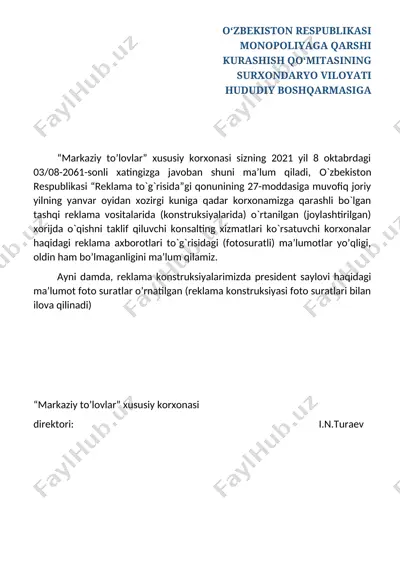tashqi reklama vositalari xizmatlari — DOCX