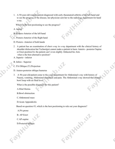 radiologiya va rentgenografiya bo‘yicha amaliy savollar to‘plami — DOCX