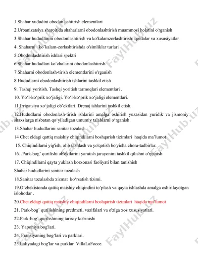 shahar hududlarini obodonlashtirish va sanitar tozalash asoslari — DOCX