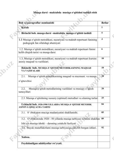 musiqa o‘qitish metodikasi nazariyasi va maktab repertuari — DOCX